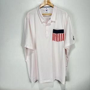 Puma Volition America Performance Polo Shirt Men 2XL Pink Flag Chateau Elan
